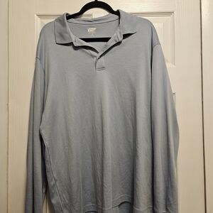 Lands' End Men's Light Blue Longsleve Polo Shirt